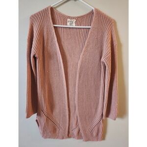 Hippie Rose Open Cardigan Sweater Junior's Size Small Rose Pink